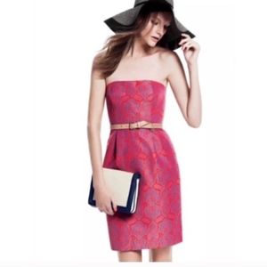 NWT J. Crew red and purple Paisley strapless dress